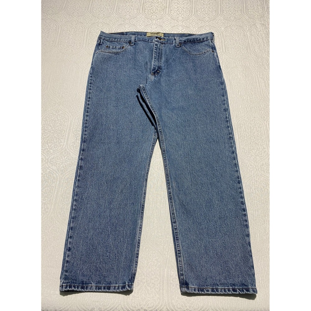 Wrangler Authentics Mens Relaxed Fit Straight Leg Jeans 40x29 Blue Denim ZM200VS